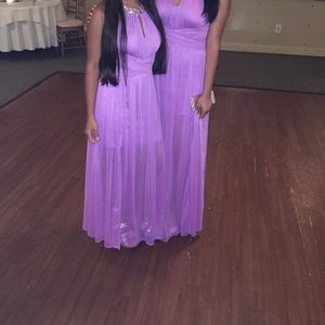 Purple sheer long dress